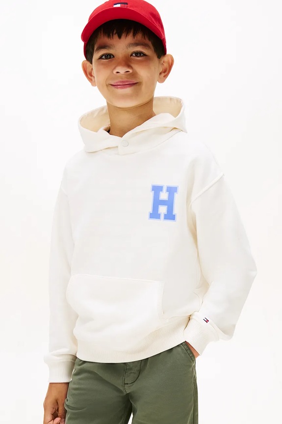 Αγορίστικα Παιδική βαμβακερή μπλούζα Tommy Hilfiger KB0KB10177.128.176.9BYA λευκό