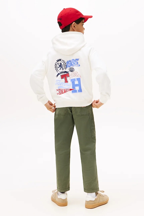 Παιδική βαμβακερή μπλούζα Tommy Hilfiger KB0KB10177.128.176.9BYA λευκό