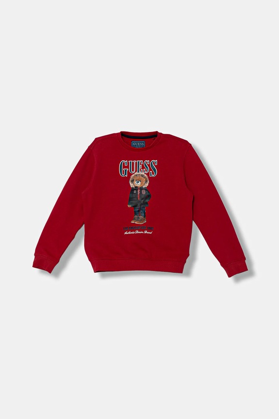 Dječja pamučna dukserica Guess print crvena L5BQ07.KAD74.9BYA