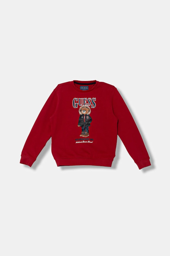 Dječja pamučna dukserica Guess print crvena L5BQ07.KAD74.9BYA