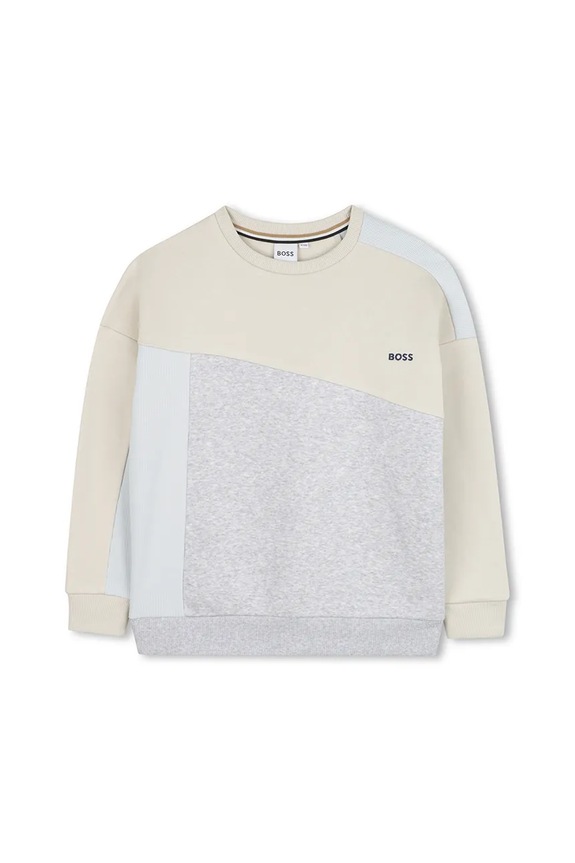 Βαμβακερή παιδική μπλούζα BOSS J52352.114.150 μπεζ AW25