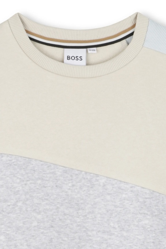 Βαμβακερή παιδική μπλούζα BOSS μπεζ J52352.114.150