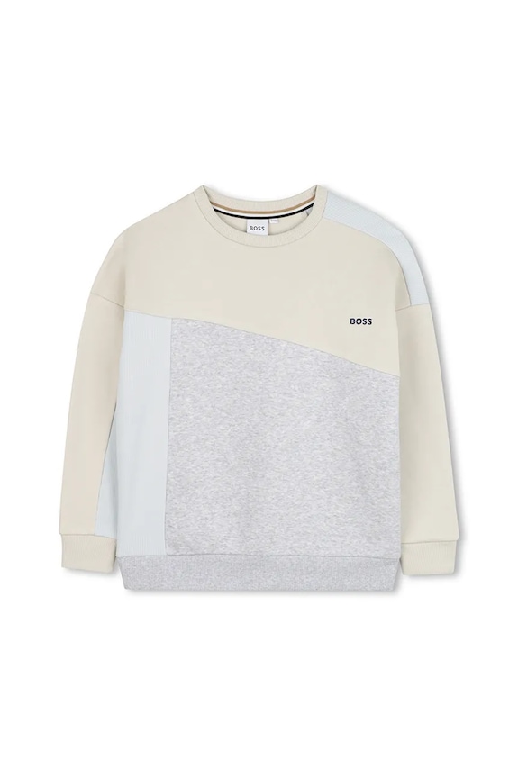 Βαμβακερή παιδική μπλούζα BOSS J52352.162.174 μπεζ AW25