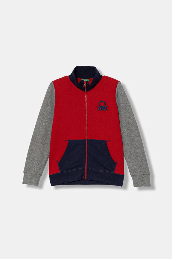 United Colors of Benetton hanorac de bumbac pentru copii imprimeu rosu 3J68C501B.G.Season.9BYA