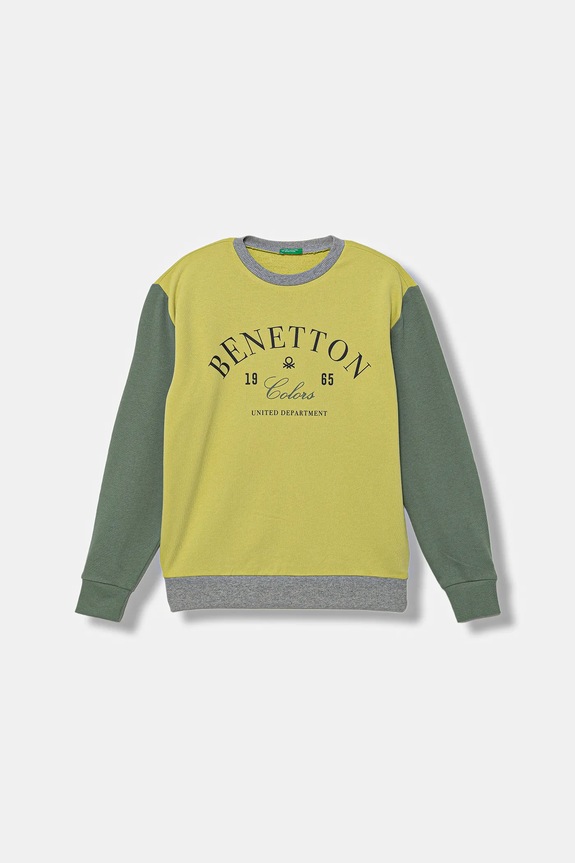 United Colors of Benetton hanorac de bumbac pentru copii print verde 3J68C10PZ.G.seasonal