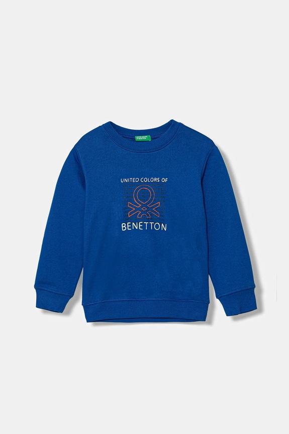 United Colors of Benetton hanorac de bumbac pentru copii print albastru 3J70G10JY.P.seasonal