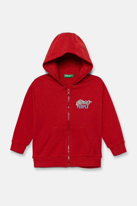 Detská bavlnená mikina United Colors of Benetton potlač červená 3J68G503Y.P.seasonal