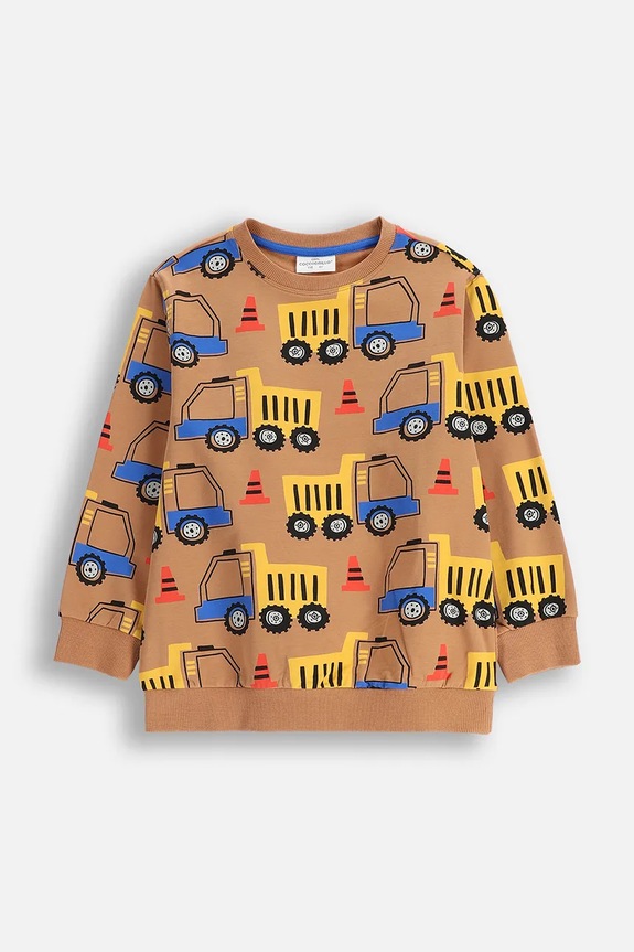 Βαμβακερή παιδική μπλούζα Coccodrillo εμπριμέ καφέ ZC5132101CBK