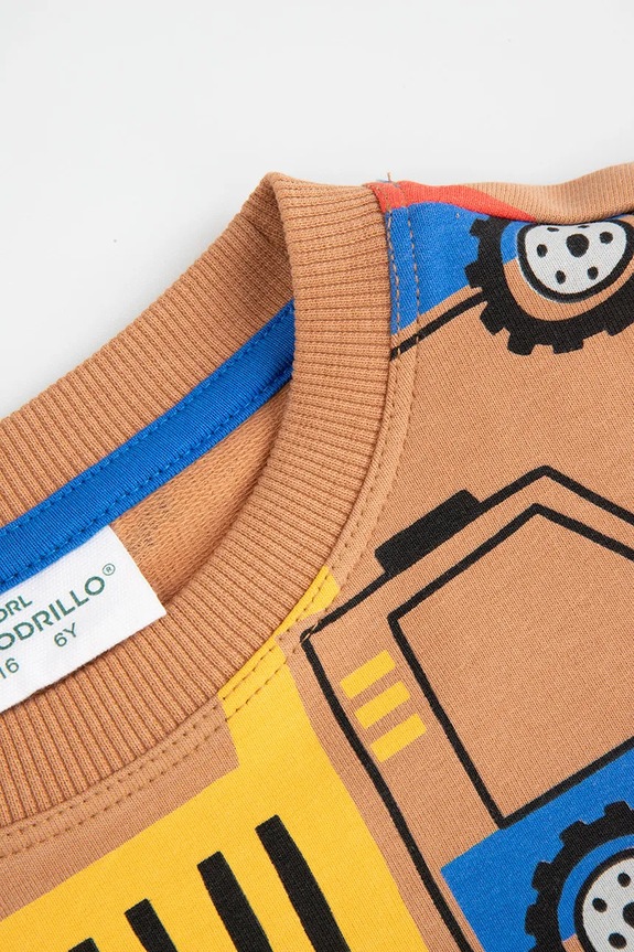 Αγορίστικα Βαμβακερή παιδική μπλούζα Coccodrillo ZC5132101CBK καφέ