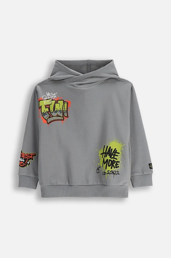 Βαμβακερή παιδική μπλούζα Coccodrillo ZC5132301SBJ γκρί AW25