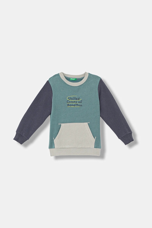 Detská mikina United Colors of Benetton potlač tyrkysová 3EB5G10KS.P.Seasonal