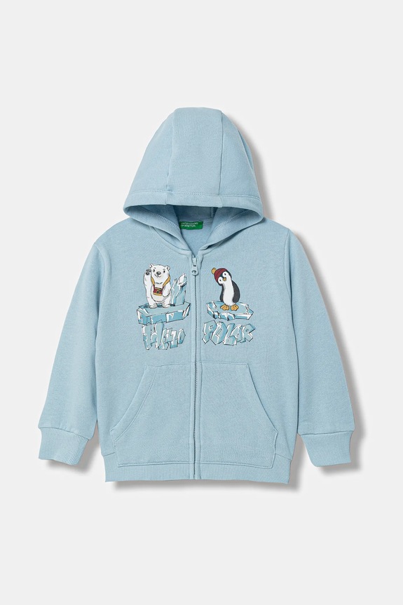 Детски суичър United Colors of Benetton с качулка син 3J73G5046.P.Seasonal