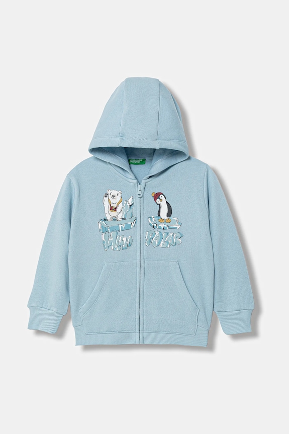 Детски суичър United Colors of Benetton с качулка син 3J73G5046.P.Seasonal