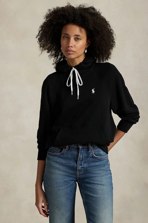 Μπλούζα Polo Ralph Lauren με κουκούλα μαύρο 211971691