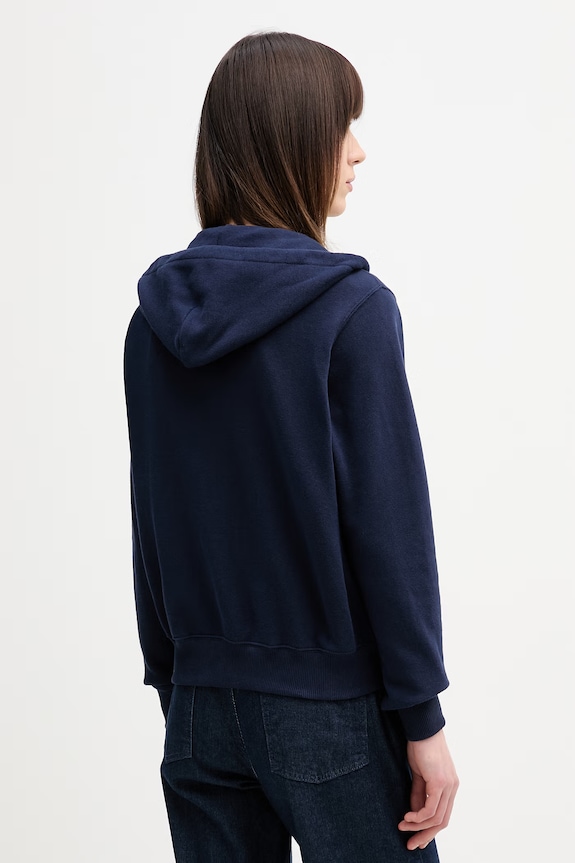 Oblečenie Polo Ralph Lauren mikina na zips s kapucňou dámska bavlnená 211971693 tmavomodrá