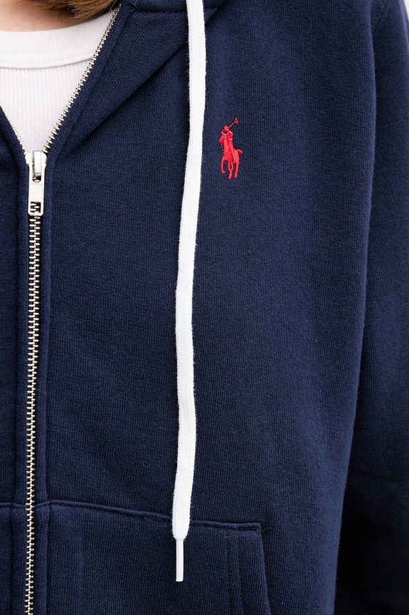Polo Ralph Lauren mikina na zips s kapucňou dámska bavlnená 211971693 tmavomodrá