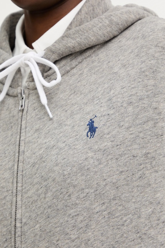 Polo Ralph Lauren mikina na zips s kapucňou dámska bavlnená 211971693 sivá