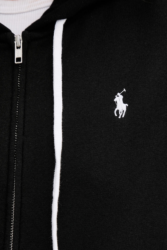 Polo Ralph Lauren mikina na zips s kapucňou dámska bavlnená 211971693 čierna