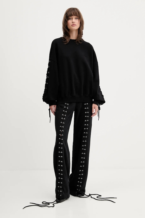 Rotate bluza bawełniana 114390100 czarny AW25