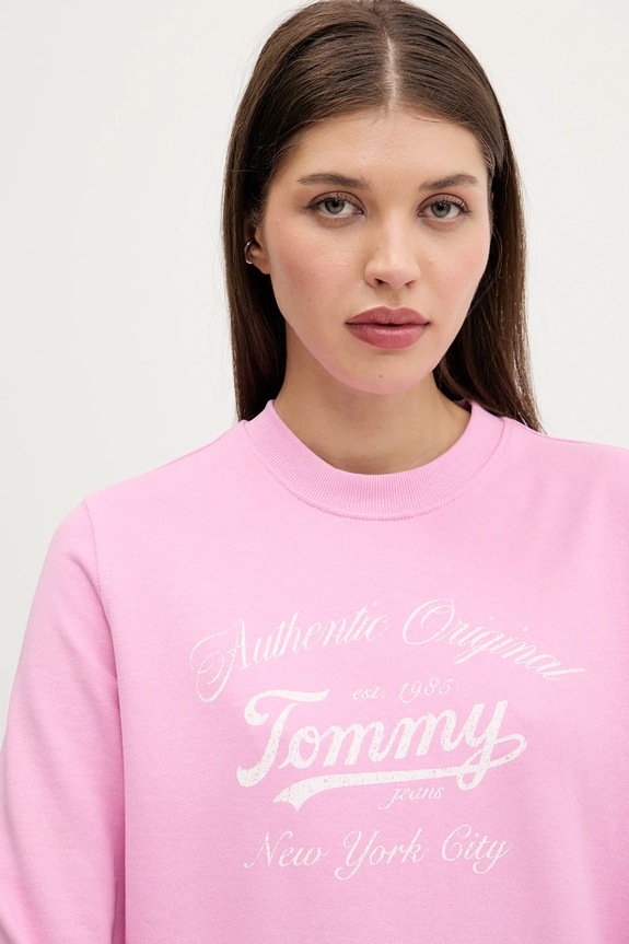Tommy Jeans bluza bawełniana różowy DW0DW20942