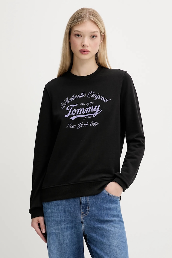 Tommy Jeans bluza bawełniana nadruk czarny DW0DW20942