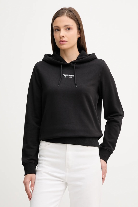 Tommy Jeans bluza bawełniana nadruk czarny DW0DW20943