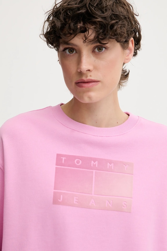 Odzież Tommy Jeans bluza bawełniana DW0DW21396 różowy