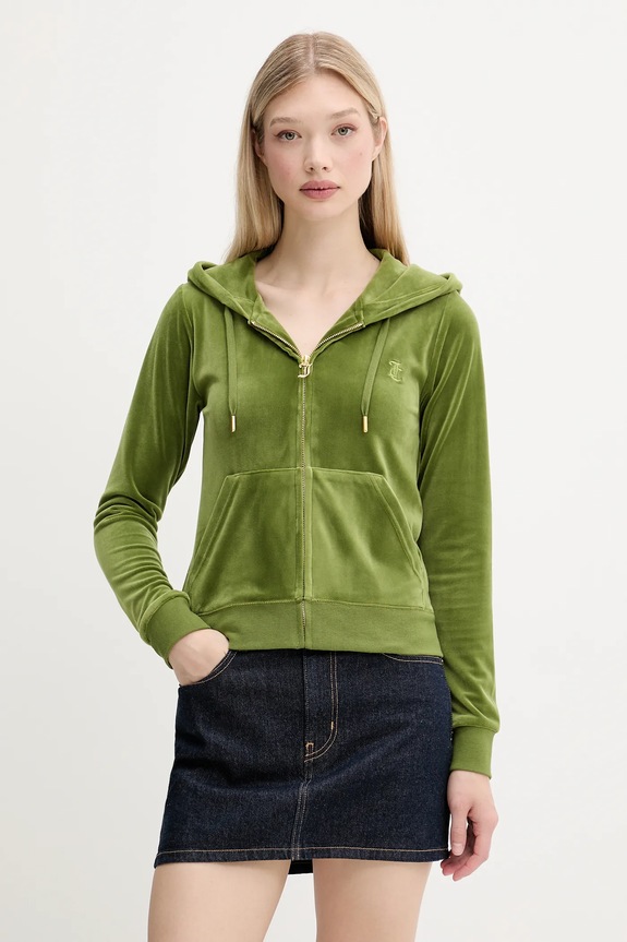 Μπλούζα Juicy Couture ROBERTSON HOODIE με κουκούλα πράσινο JCAP176G