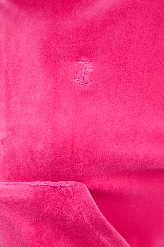 Juicy Couture bluză din velur BRENDAL CROP OVERSIZED HOODIE JCBAS225801 roz