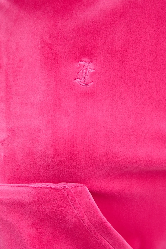 Juicy Couture bluză din velur BRENDAL CROP OVERSIZED HOODIE JCBAS225801 roz