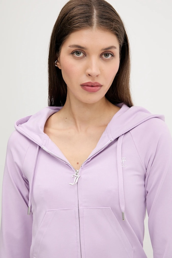 Mikina Juicy Couture SINGLE JERSEY OLA HOODIE fialová JCWAS125310