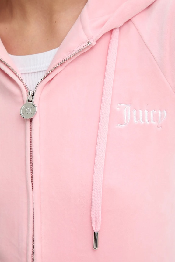 Juicy Couture felpa VELOUR CROPPED STRIPE HOODIE JCWAS225351 rosa