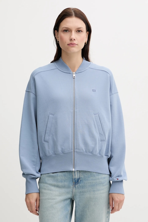 Tommy Hilfiger hanorac de bumbac uni albastru WW0WW45753