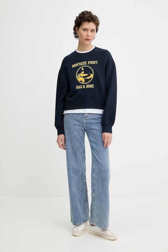 Rag & Bone bluză WCC25PH021V121 bleumarin AW25