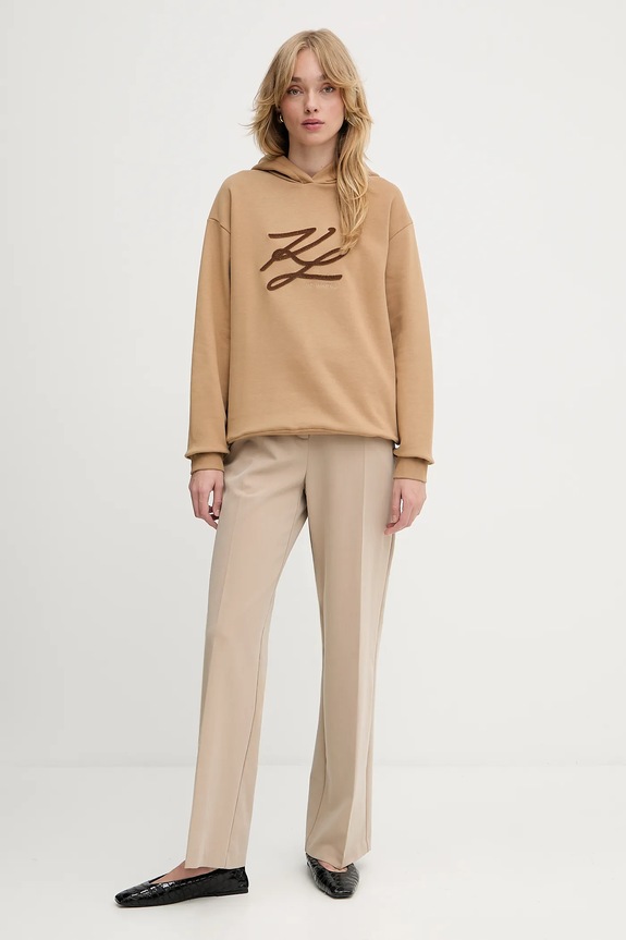 Mikina Karl Lagerfeld AUTOGRAPH HOODIE A3W20008 béžová AW25