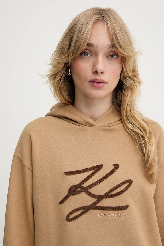 Mikina Karl Lagerfeld AUTOGRAPH HOODIE béžová A3W20008