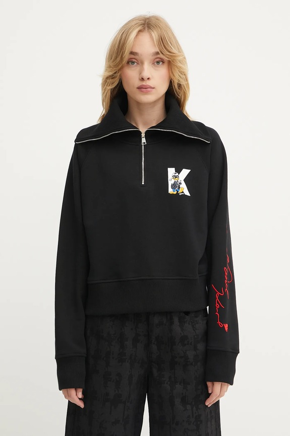 Mikina Karl Lagerfeld KL X DISNEY nášivka čierna A3W20063
