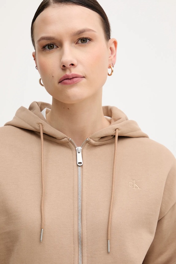 Μπλούζα Calvin Klein Jeans καφέ LV047B237G