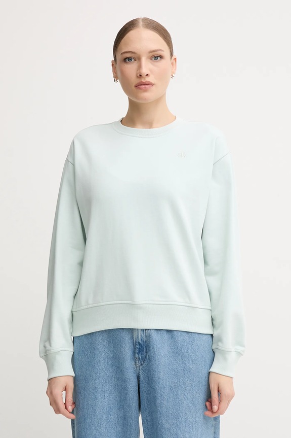 Mikina Calvin Klein Jeans bez kapucne zelená LV047B236G