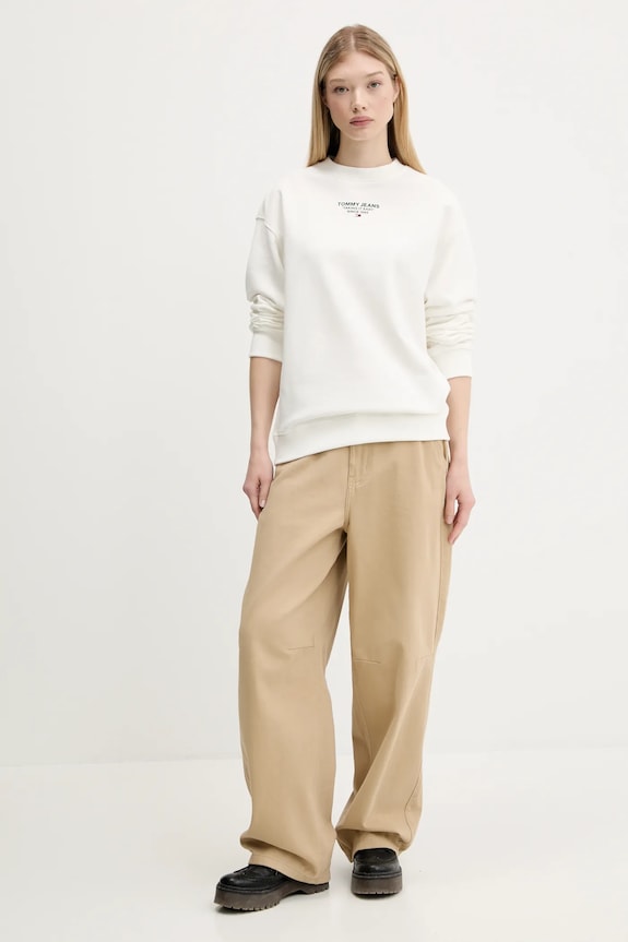 Tommy Jeans bluza bawełniana DW0DW21368 beżowy AW25