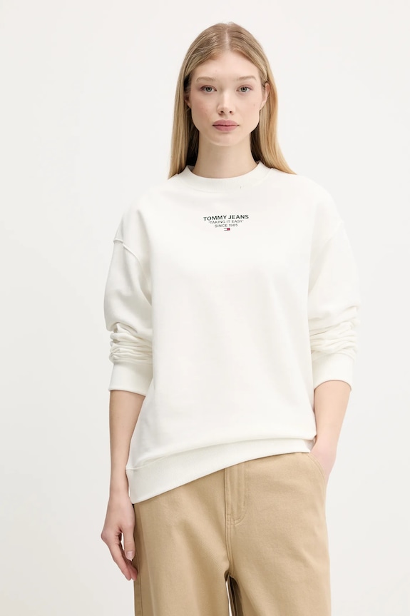 Odzież Tommy Jeans bluza bawełniana DW0DW21368 beżowy