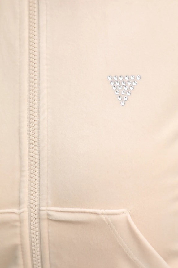 Velúrová mikina Guess COUTURE V3BQ22.K0232 béžová