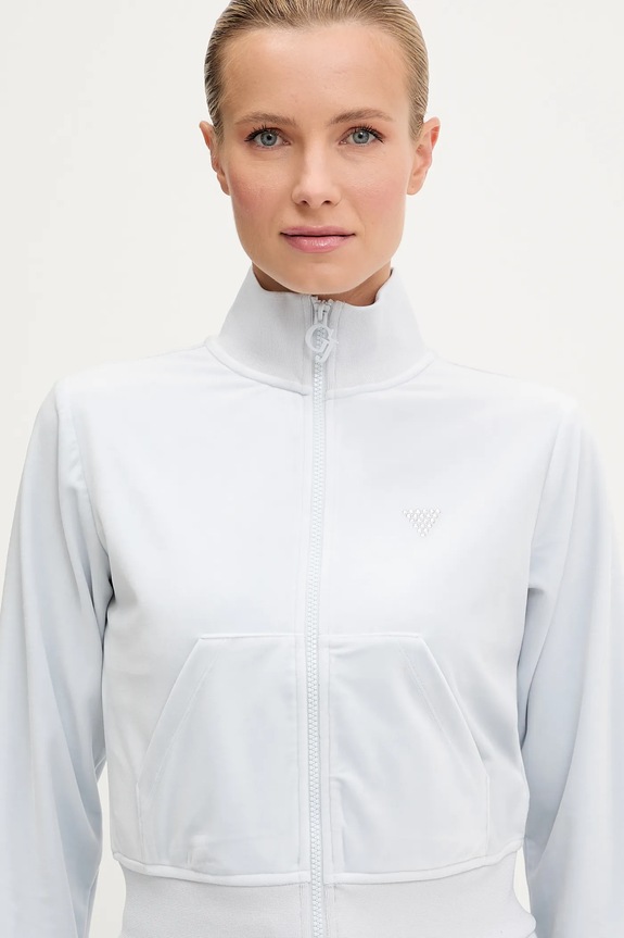 Guess bluza welurowa COUTURE niebieski V3BQ22.K0232