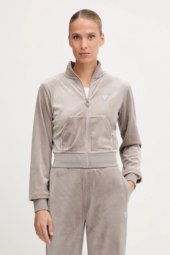 Guess bluza welurowa COUTURE z elastanem beżowy V3BQ22.K0232