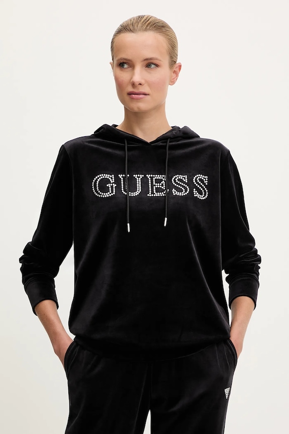 Dukserica Guess COUTURE s kapuljačom crna V4RQ25.K0232