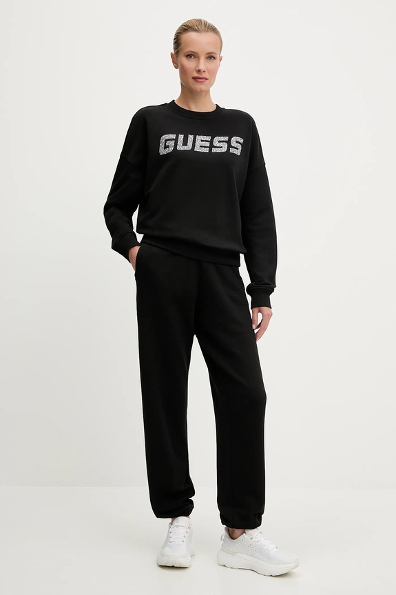 Pamučna dukserica Guess PRIMULA V5YQ12.KCRP0 crna AW25