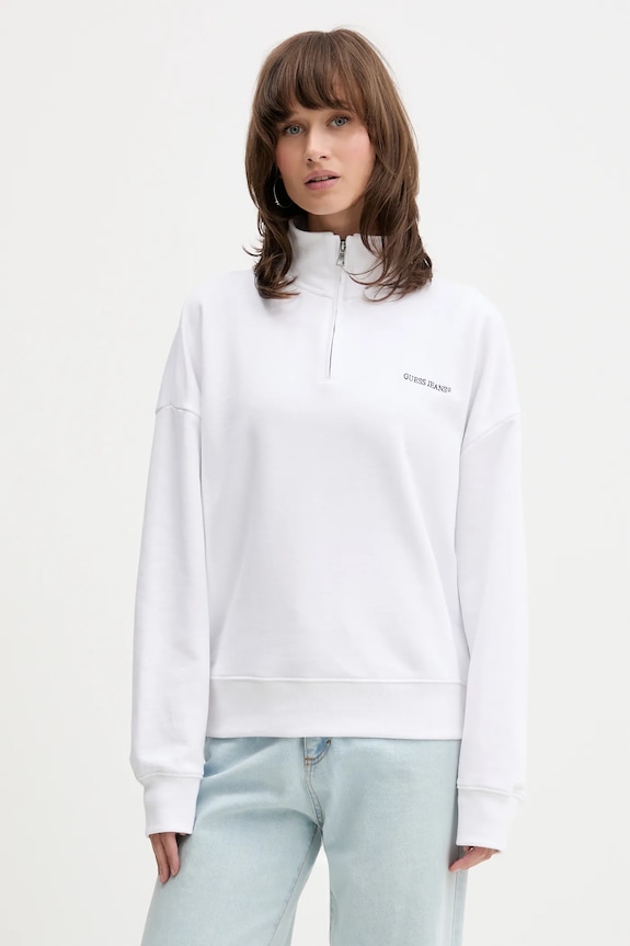 Guess Jeans felpa in cotone applique bianco W5YQ09.K68I4