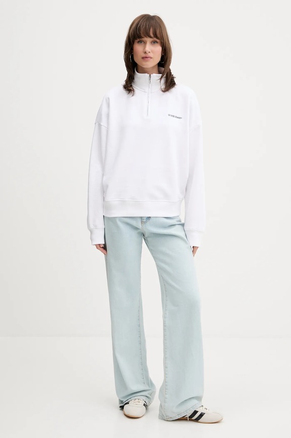 Guess Jeans felpa in cotone W5YQ09.K68I4 bianco AW25