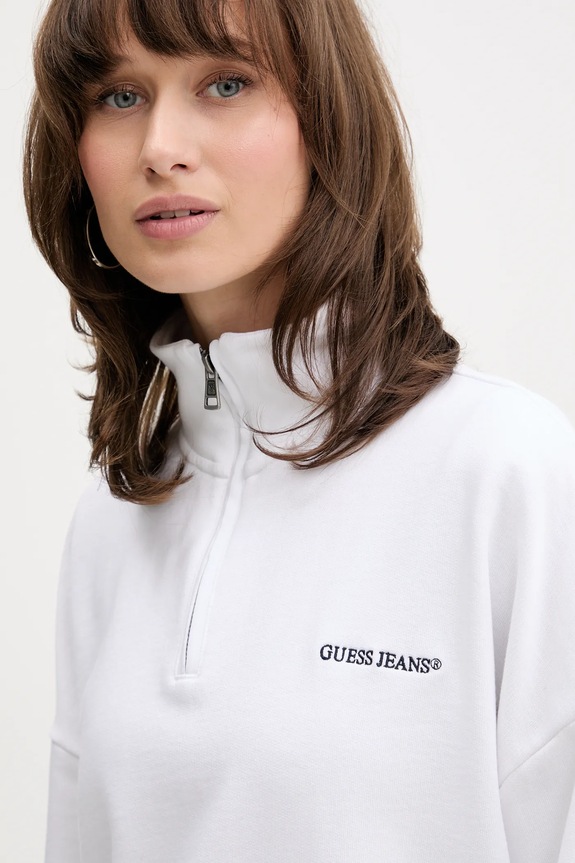 Guess Jeans felpa in cotone bianco W5YQ09.K68I4