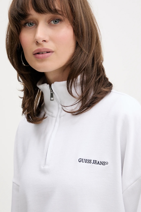 Guess Jeans felpa in cotone bianco W5YQ09.K68I4